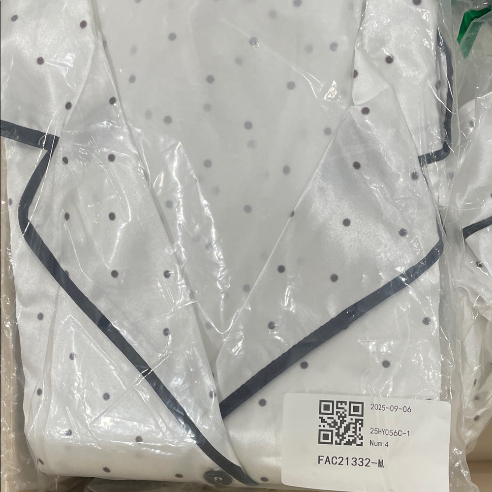 Elegant White Pajama Set with Navy Black Trim